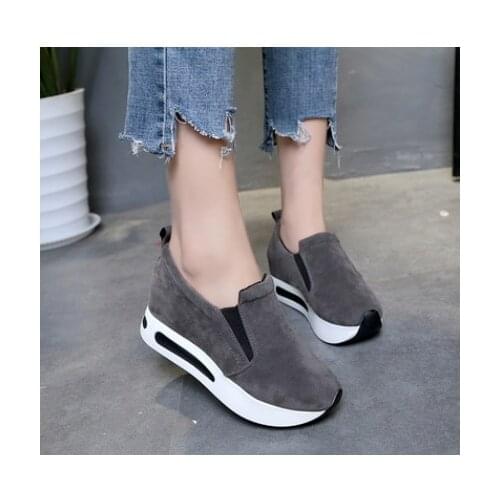 2018 New Fashion Women Casual Floral Print Leather Platform Evelator Shoes Women Swing Wedges Shoes Zapatillas Deportivas Mujer