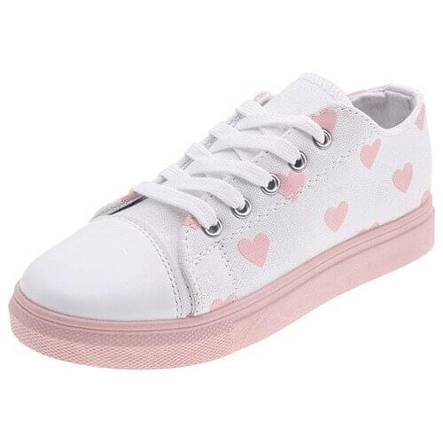 New Lace Love Color-matching Casual Shoes Student Low-top Classic Canvas Shoes Womens Breathable Flat Heel Shoes