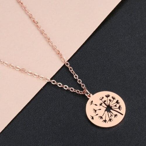 Hollow Dandelion Pendant Necklace Creative Hollow Flower Drop Necklace Chain Necklace Stainless Steel Necklace Jewellery