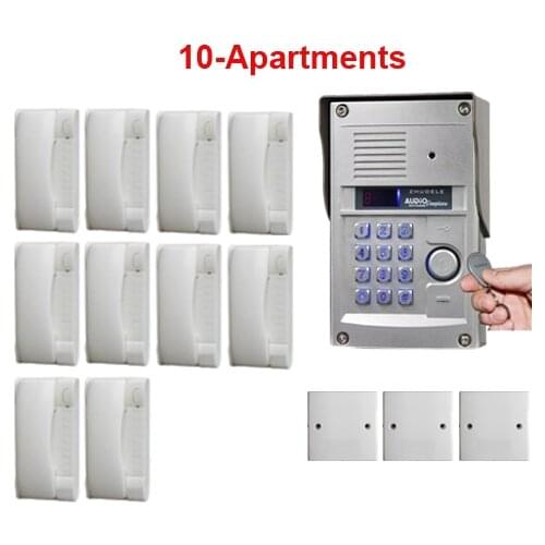 ZHUDELE Luxury interphone for 10-apartments intercom system home security audio door phone waterproof utdoor station in stock