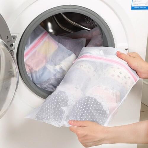 Zippered Mesh Laundry Wash Bags Foldable Lingerie Bra Socks Underwear Washing Machine Clothes Protection Net 3 Size