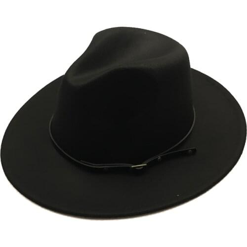 Simple Children fedora hat Black Belt small kids wide birm solid felted classic white black child casual formal Spring Autumn