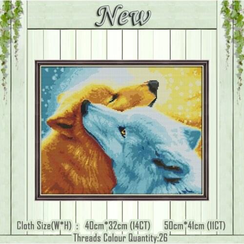 Snow fox animals home decor painting counted printed on canvas DMC 14CT 11CT Chinese Cross Stitch Needlework Set Embroidery kits