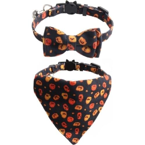 Pet Neckline Water Towel Collars Cat Sets Halloween Collars/Bibs Kerchief Scarf Set Pet Halloween Triangle Bandanas
