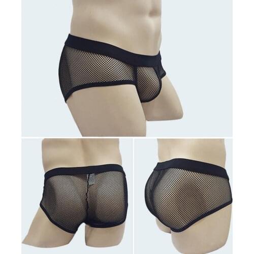 Boxer Briefs Breathable Mesh Silk Mens Underwear Brief Soutong Mesh Men Underpants Sexy Polyester Elastic Waistband Boxer Brief