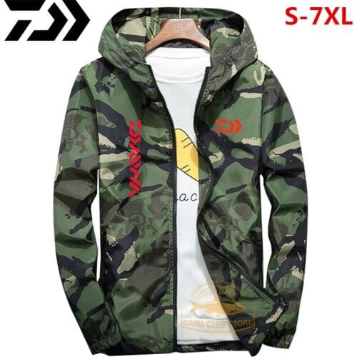 Spring and Summer New Daiwa Fishing Jacket Men and Women Casual Windbreaker Zipper Thin Section Hooded Mens Jacket S-7XL