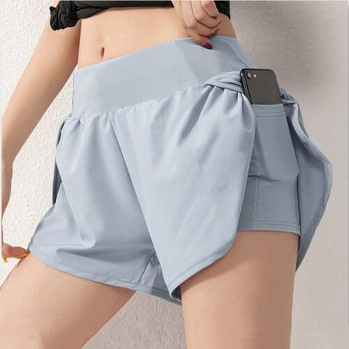 Women Sport Shorts Solid Yoga Short Trousers High Waist Beach Shorts With Pocket Girls Elastic Loose Gym Running Jogging Bottoms