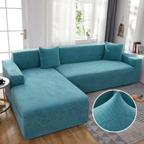 Jacquard Stretch Solid Color Sofa Cover for Living Room Elastic Sofa Slipcover L-shape Couch Cover Furniture Protector 1PC