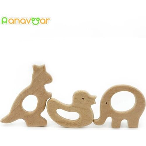 Ranavoar New Wooden Teethers 10pcs/5pcs Nature Baby Teething Toy Organic Eco-friendly Wood Teething Holder Nursing Baby Teether