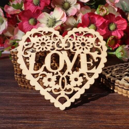 10pcs DIY Wooden Love Heart Shape Hanging Ornament Wedding Decoration Tags Card Crafts Laser Cut Heart