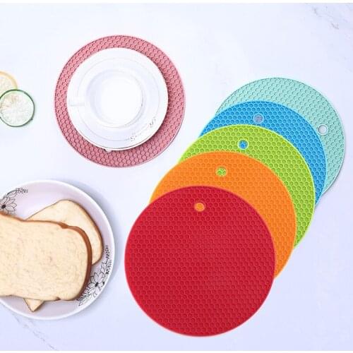 18cm Round Cup Coaster Non-Slip Silicone Placemat Insulation Solid Color Living Room Dining Table Mat Decorations