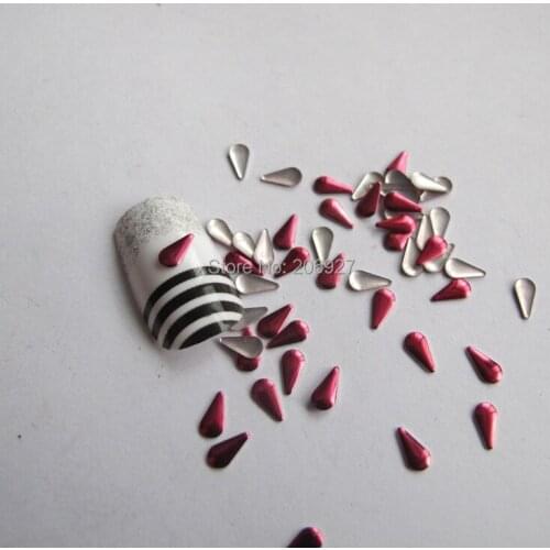 200pcs Cute S-108 3*6mm Nail Art Hot Pink Drop Shape Metal Stud Nail Art Decoration