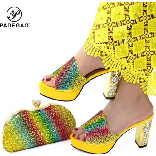 2021 Italian Shoe and Bag Set for Party In Women Matching Shoes and Bag Set Deocorated with Rhinestone Shoes for Wedding Women