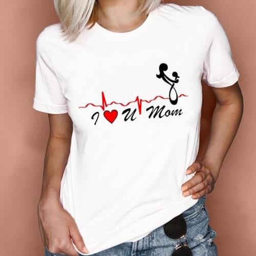 2021 Summer T-shirts Funny Electrocardiogram graphic t shirt Summer Short Sleeve Femme Fashion Top 90s Girl Harajuku T-shirt