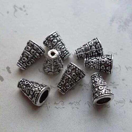 30pcs/lot Decoration Tibetan Silver Pagoda Cap Beads 10.5x7mm Handmade Ornament Charm Spacers Fittings DIY Jewelry Making Bangle