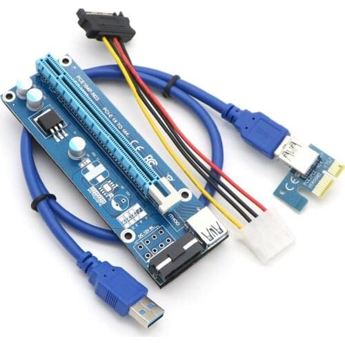 4pcs/Lot PCI-E 1x to 16x Riser Card Extender with IDE Molex 4Pin Connector for Bitcoin Mining