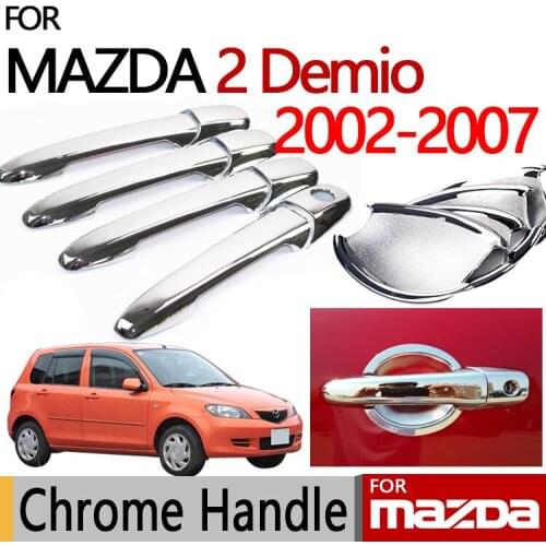 For Mazda 2 Demio Accessories Chrome Door Handle Luxury No Rust 2002-2007 2003 2004 2005 2006 Car Sticker Car Styling