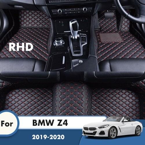 RHD Car Floor Mats For BMW Z4 2020 2019 Car Interior Accessories Styling Custom Leather Front & Rear Side Foot Pads Decoration
