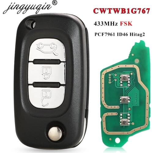 Jingyuqin 5pcs Car Remote Key Fit for Renault Clio Kangoo Fluence Megane Master Modus 433MHz with ID46 PCF7961 Chip