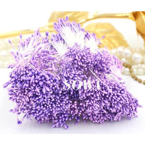 Free Shipping 900pcs/Lot 1mm Double Heads Light Purple color Artificial Flower Pearl Stamen Cake Decoration Craft DIY