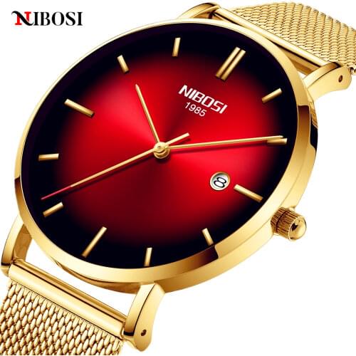 NIBOSI Fashion Date Quartz Men Watches Chronograph Scratch Proof Business Wristwatch Leather Luxury Sport Quartz Male Watch
