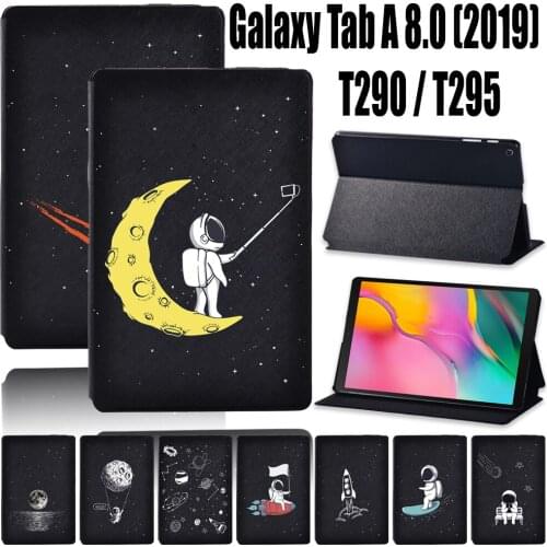 Tablet Case for Samsung Galaxy Tab A T290/T295 (2019) 8.0 Inch Astronaut Black Series Leather Tablet Cover Case + Free Stylus