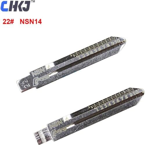 CHKJ 10pcs NO.22 NSN14 Engraved Line Key For Nissan TEANA TIIDA LIVINA Scale Shearing Teeth Blank Car Key Blade Locksmith Tools