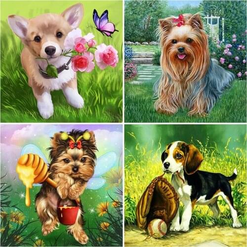 EverShine Diamond Painting Spring Rhinestones Diamond Embroidery Animal Full Square Mosaic Dog Cartoon Cross Stitch Home Decor