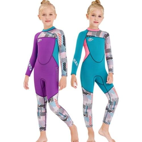 2MM neoprene Wetsuit for girls diving suit thick Cold-proof Sun-proof wetsuit one-piece set children Surfing snorkeling swimwear