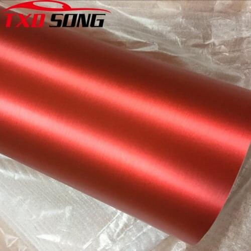 Good Car styling Red Matte Chrome Brushed Metallic Vinyl Film car Sticker decal Bubble Free Brushed Metallic Car Wrapping foil