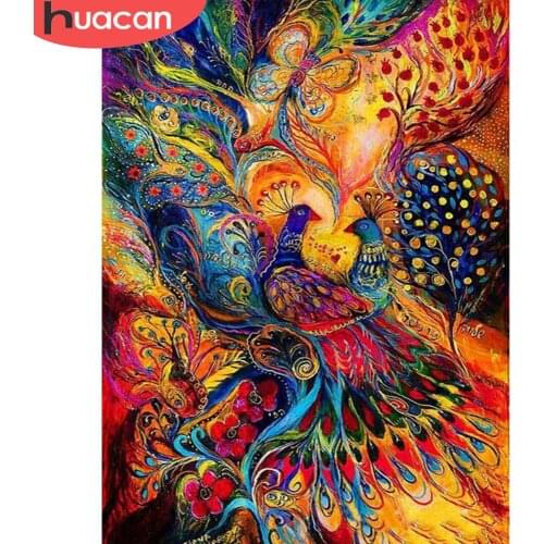 HUACAN 5D DIY Diamond Painting Peacock Mosaic Diamond Embroidery Full Square Drill Animal Cross Stitch Sale Handmade Gift