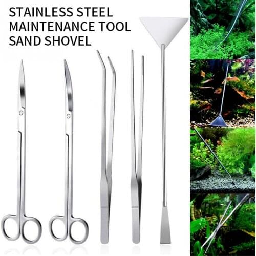Aquarium Aquatic Maintenance Tools Stainless Steel Kit Long Handle Tweezers Scissors Trim Tool Kits For Live Plants Grass Drop