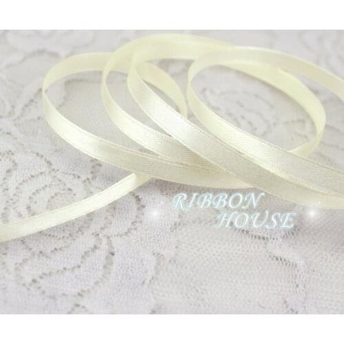 25 yards/roll )1/4"(6mm) Cream White Single Face Satin Ribbon Webbing Decoration Gift Christmas Ribbons Wholesale