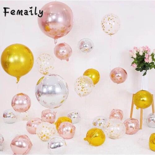 1pc 10''17''22'' rose gold 4D round balloons golden wedding DIY birthday party decoration helium supplies aluminum foil balloon
