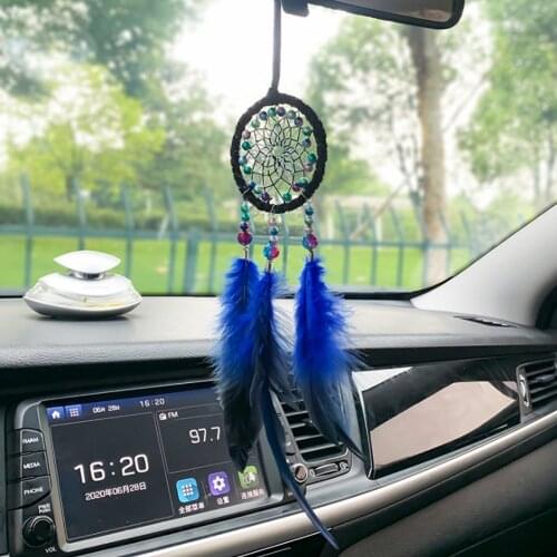 Mini Car Ornaments Creative Jupiter Rearview Mirror Dream Catcher Car Hang Double Feather Dream CatcherAuto accessories