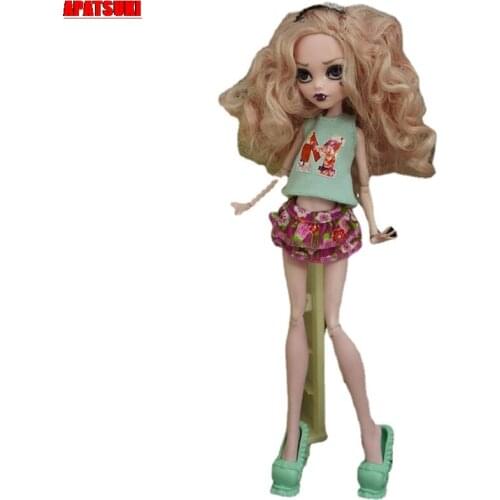 Fashion Doll Clothes For Monster High Outfits Green Crop Top Vest Tank Floral Skirt for Bratz Dolls 1/6 DIY Kid Toys Accessories