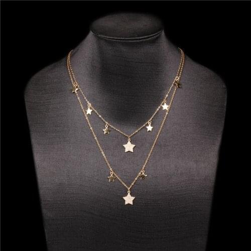 FACEINS Ins Fashion Necklaces For Women Micro Crystal Star Necklace Female Simple Double Clavicle Chains Necklace Jewelry