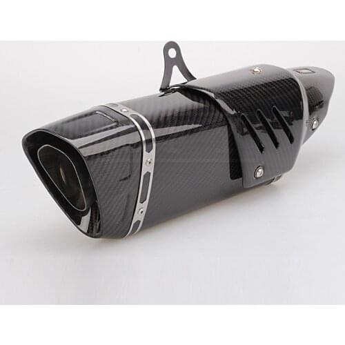 Motorcycle For MT07 R1 R3 R6 CB1300 Z900 CBR1000RR Universal Carbon Fiber Exhaust Pipe With Heat shield Escape Pot Silencer