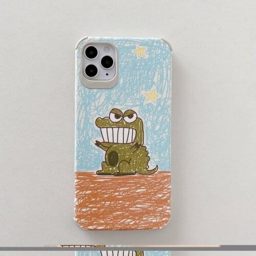 Cartoon Little Alligator Case for iPhone 12 Pro Max Back Phone Cover for 12 Mini 11Pro Max X XS XR 8 7 Plus SE 2020 Capa