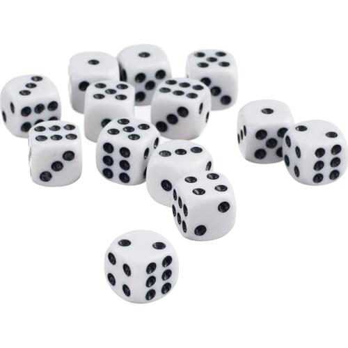 50pcs White 6 Sided Spot Dice Set D6 RPG D&D NEW Role Playing Game Dices 12mm