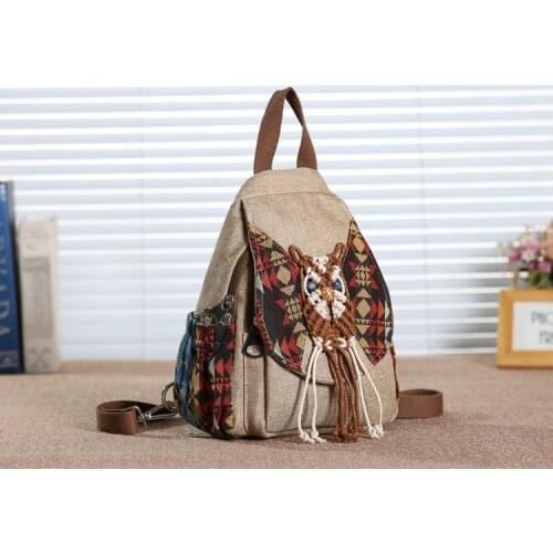National String Canvas AppliquesTravel backpacks Hot Printed Small Women Backrack Embossing backruck New Lady Multi-use backruck