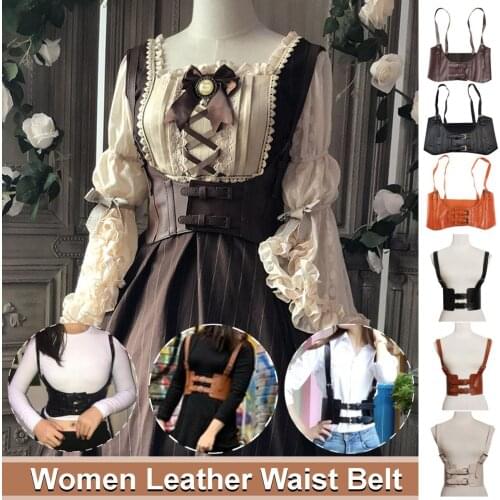 Brand New Arrival Vintage Womens Corset vest Steampunk Harness Stretchy Waistcoat Wide Cincher with Buckle Cummerbunds 2020