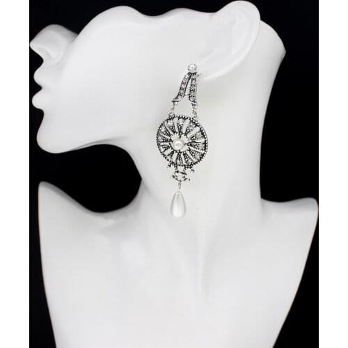 New Designs Temperament Amusement Park Dream Ferris Wheel Mosaic Zircon Earrings Imitation Pearl Pendant For Women Party Jewelry