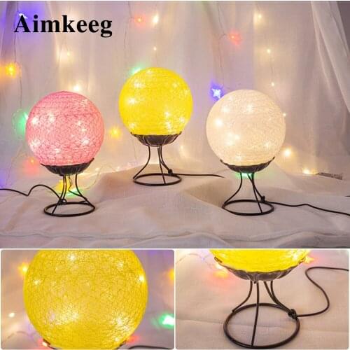 New LED rechargeable hemp rattan ball night light sleeping table lamp childrens bedroom gift light warm bedside decorative light