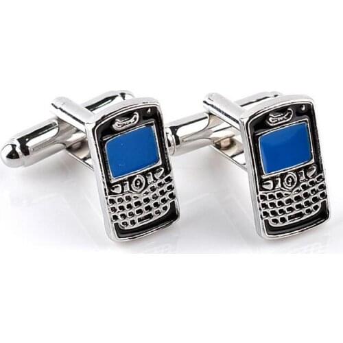 One pair popualr alloy blue enamel cellphone pendant mens shirt/suit cufflinks xyc198