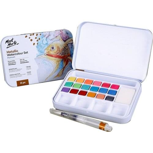 Solid Watercolor Paints With Brush Pen Metallic Pearlescent Colors Solid Watercolor Pigment Painting Supplies