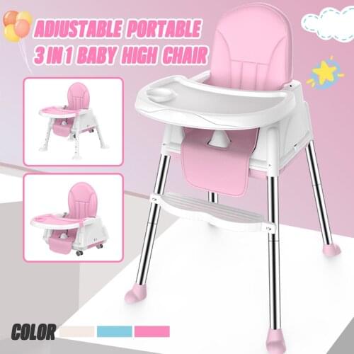 3Adjustable High Chair Feeding Baby Booster Seat Childrens Ride On Car Toys Kids Toddler Chair Folding Easy to Carry with Wheel