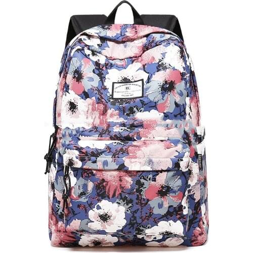 Fashion Women Backpack For School Teenager Girls Flowers Printed Nylon Travel Backpacks Casual Daily Floral laptop Backpack