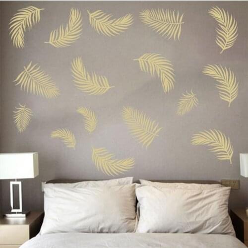 DIY Gold Feather Wall Sticker Teenager Living Room Bedroom Wall Decor Aesthetic Wall Stickers Modern Home Decoration Art