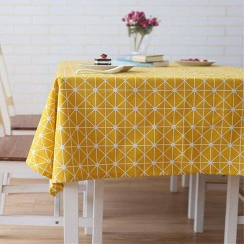 Cotton Linen Wedding Party Table Cloth Rectangular Country Style Plaid Print Dining Table Cover Tablecloth Kitchen Home Decor
